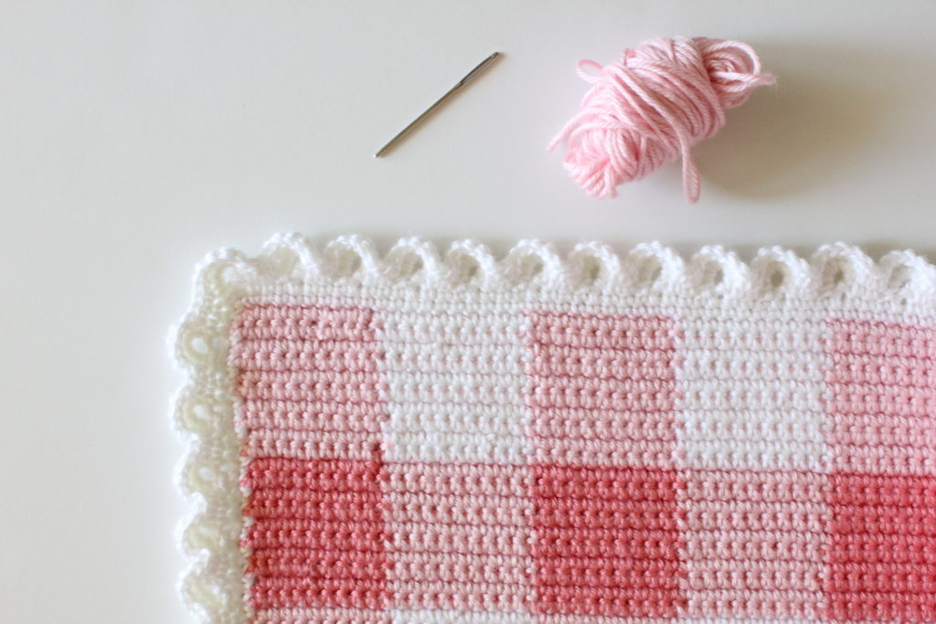 Crochet Pink Gingham Blanket - Daisy Farm Crafts