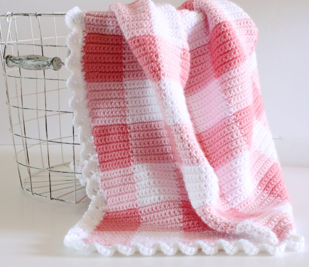 pink gingham crochet blanket by daisy farm crafts