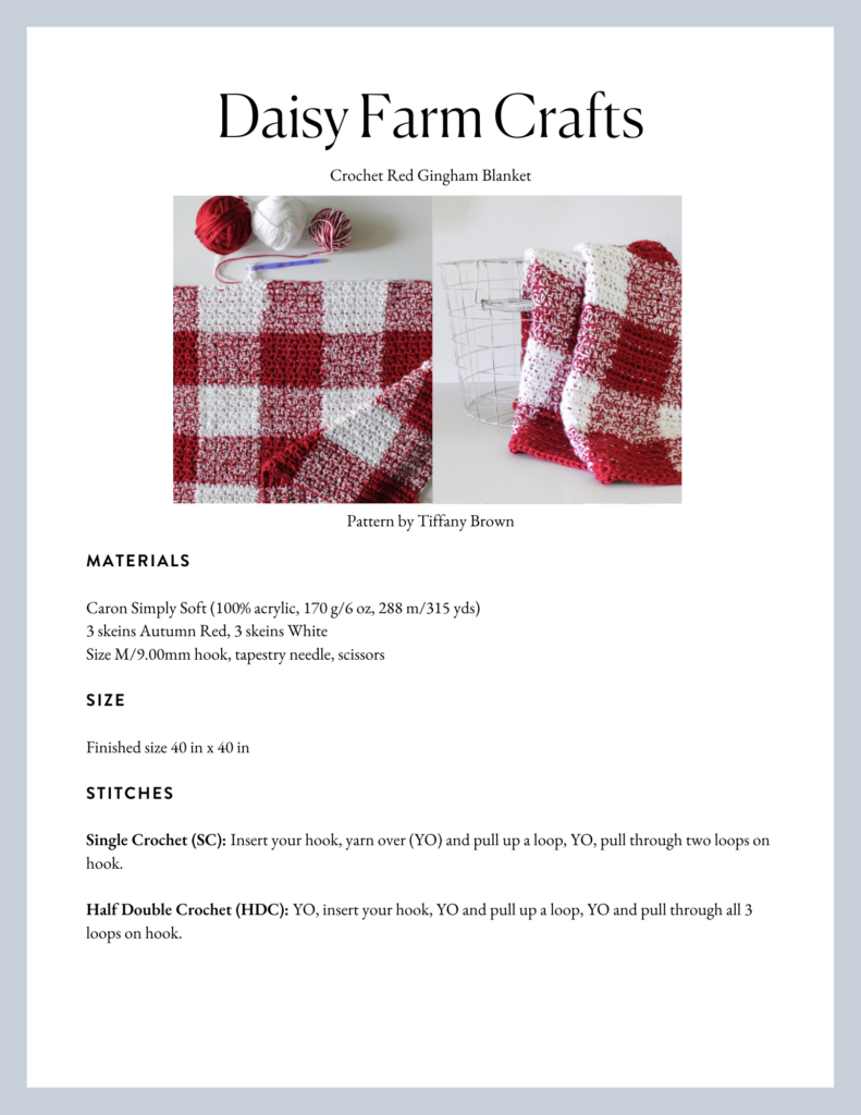 Crochet Red Gingham Blanket Daisy Farm Crafts