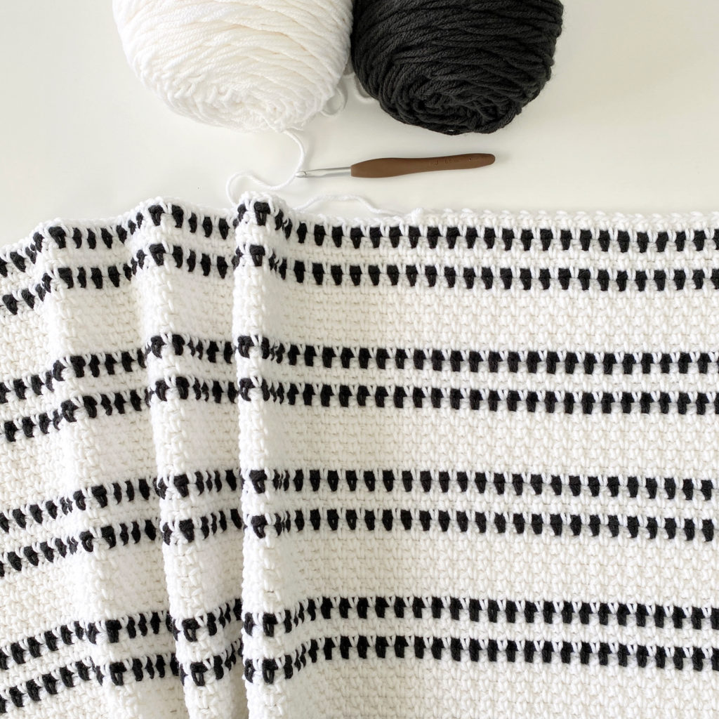 crochet moss stitch blanket in progress