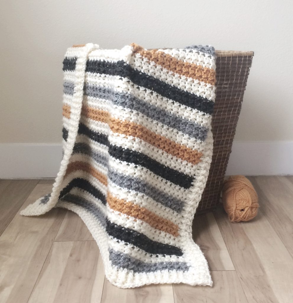 Crochet Striped Even Moss Stitch Blanket - Daisy Farm Crafts