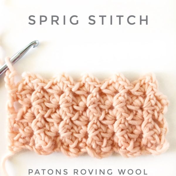 spring stitch crochet swatch in peach yarn