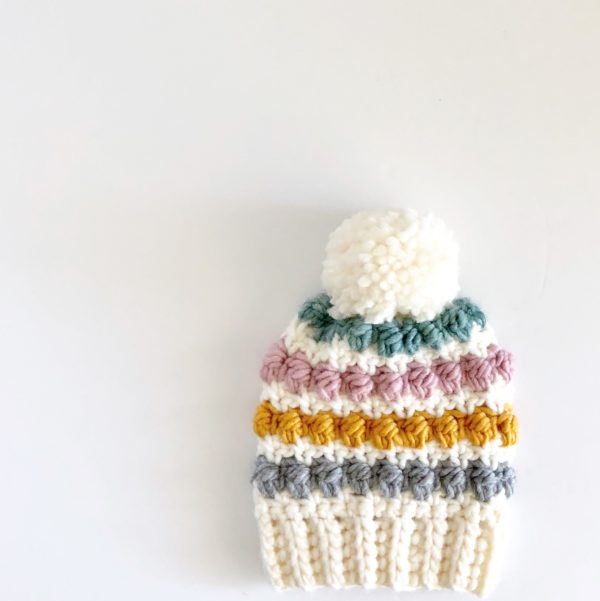 crochet even berry stitch baby hat