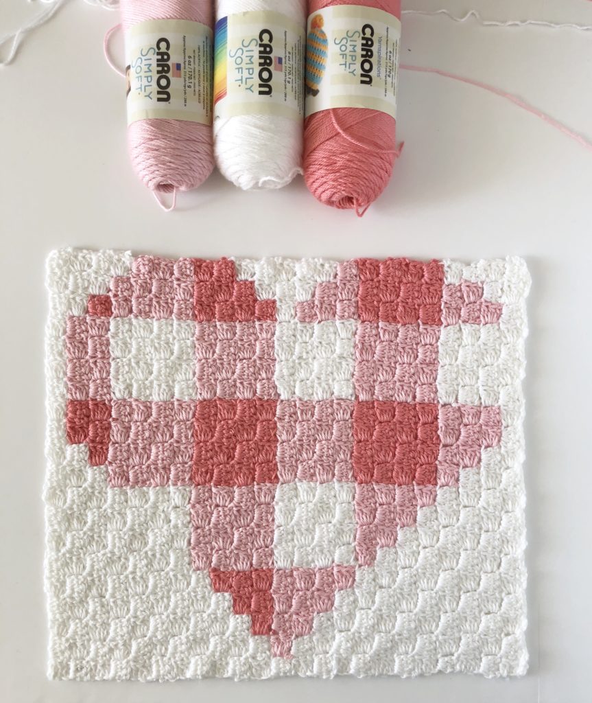 Crochet Gingham Heart Blanket - Daisy Farm Crafts