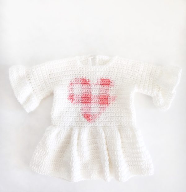 Crochet Gingham Heart Baby Sweater