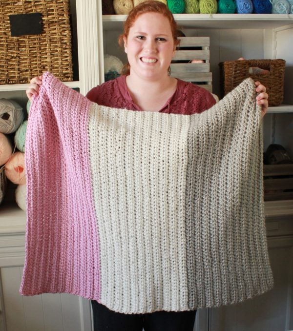 Modern half double crochet beginner blanket image