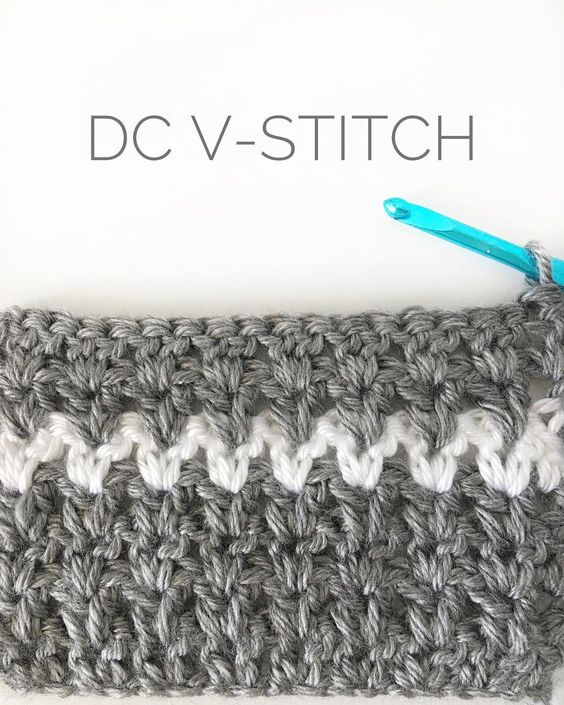 Crochet Modern V-Stitch Blanket in Red, White and Blue