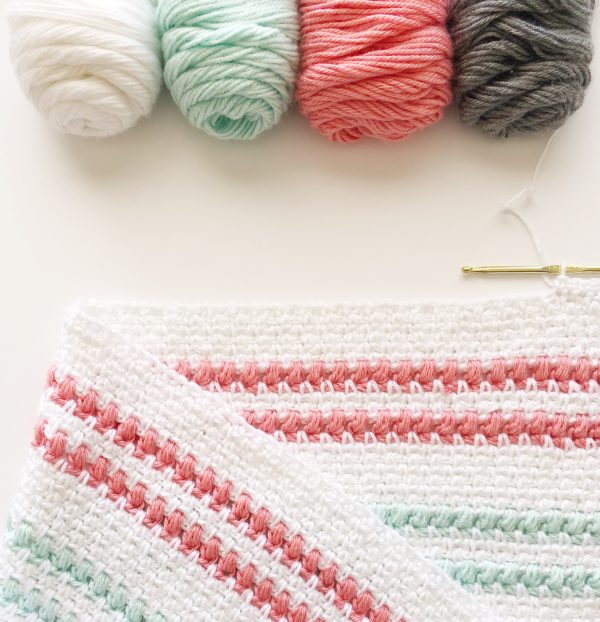 crochet moss and puff stitch blanket - Daisy Farm Crafts free crochet pattern