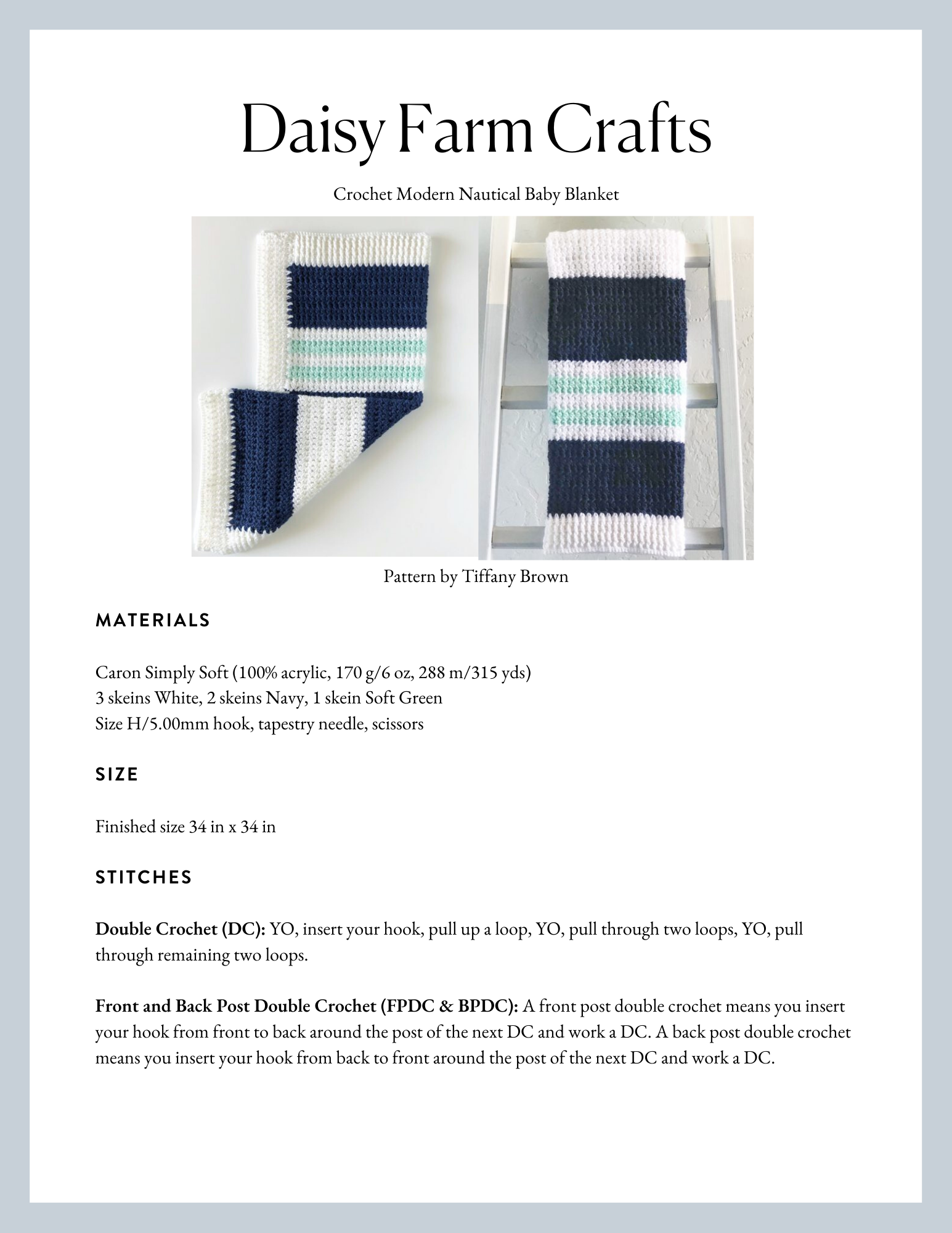 Crochet Modern Nautical Baby Blanket Daisy Farm Crafts