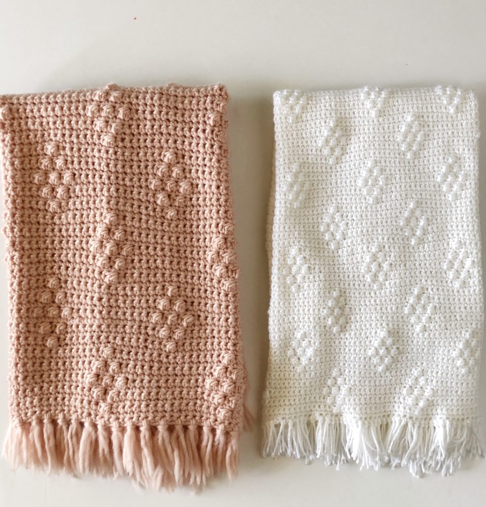 pink and white diamond berry blankets