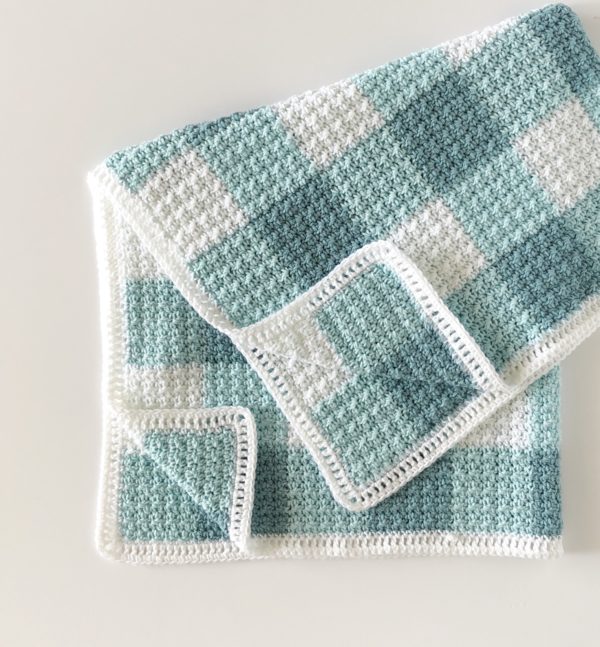crochet teal gingham blanket by daisy farm crafts