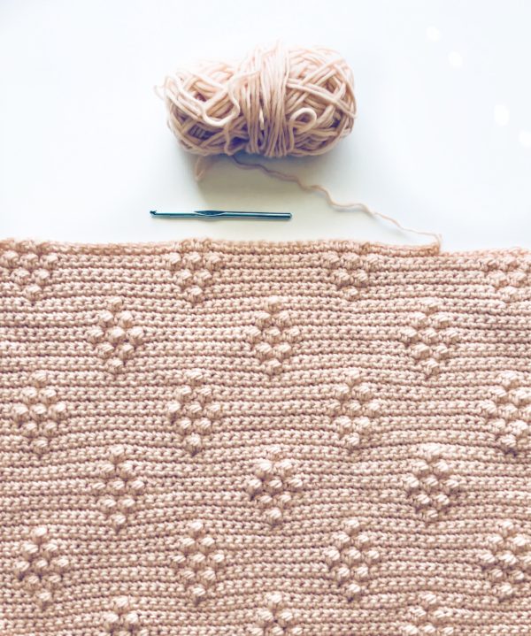 Crochet Diamond Berry Stitch Blanket in progress