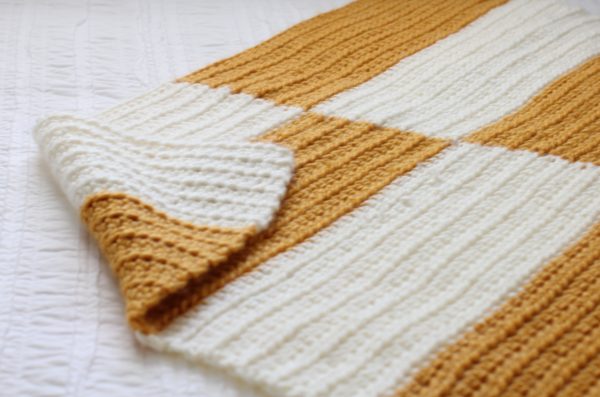 Crochet Modern Half-Striped Blanket