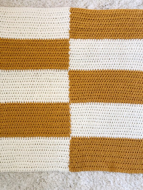 Crochet Modern Half-Striped Blanket
