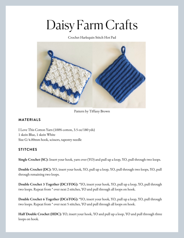 Crochet Bunny Hot Pad/Pot Holder - Daisy Farm Crafts