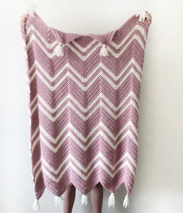 Crochet Pink Chevron Throw