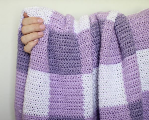Crochet Herringbone Half Gingham Blanket