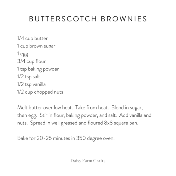 Butterscotch Brownies - Daisy Farm Crafts