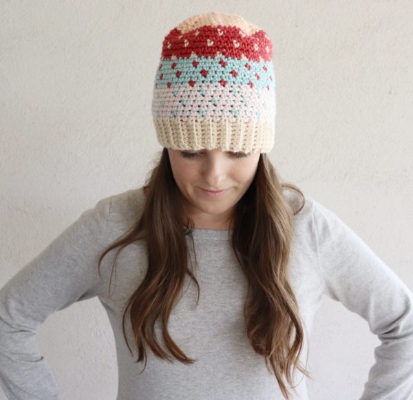Caron Pantone Crochet Hat multi color