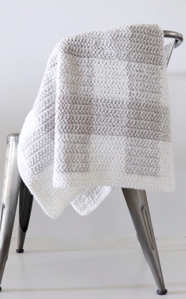 grey gingham blanket crochet