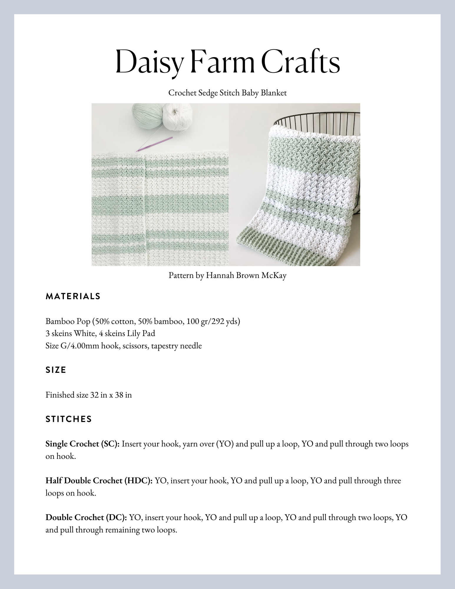 Crochet Sedge Stitch Baby Blanket Daisy Farm Crafts