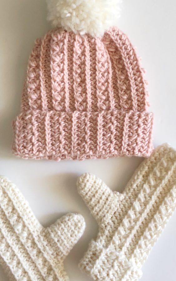 Beginner Crochet Project with Yarnspirations hat and gloves