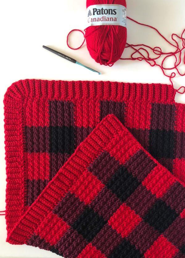 Red Buffalo Check Crochet Blanket