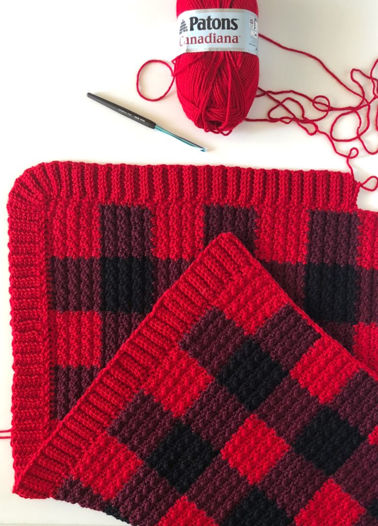 Red Buffalo Check Crochet Blanket Daisy Farm Crafts