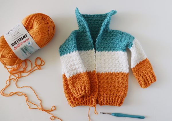 Baby Three Color Crochet Cardigan
