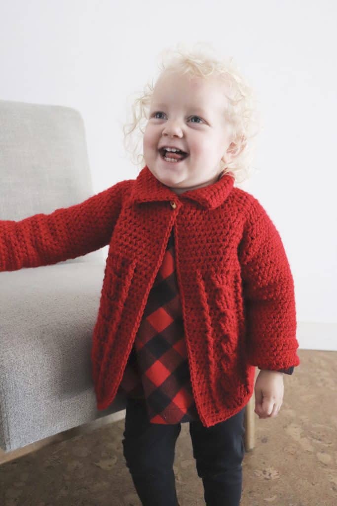 Red Cable Twist Crochet Sweater - Daisy Farm Crafts