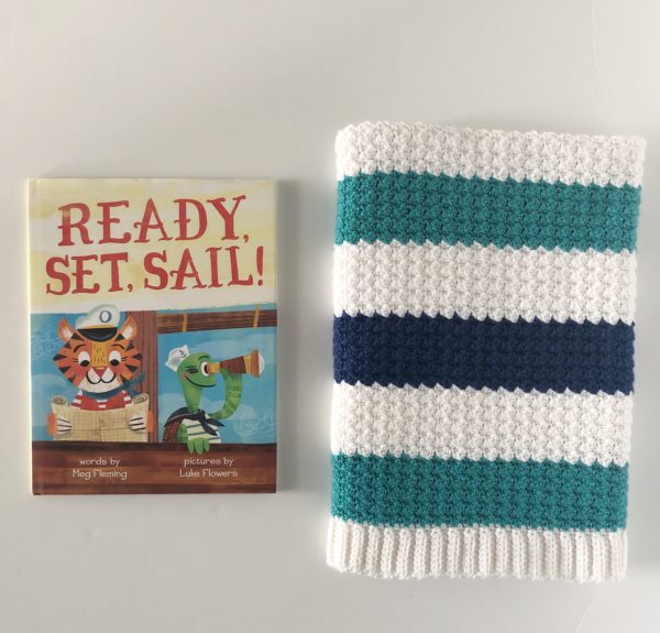 nautical blanket with picture book