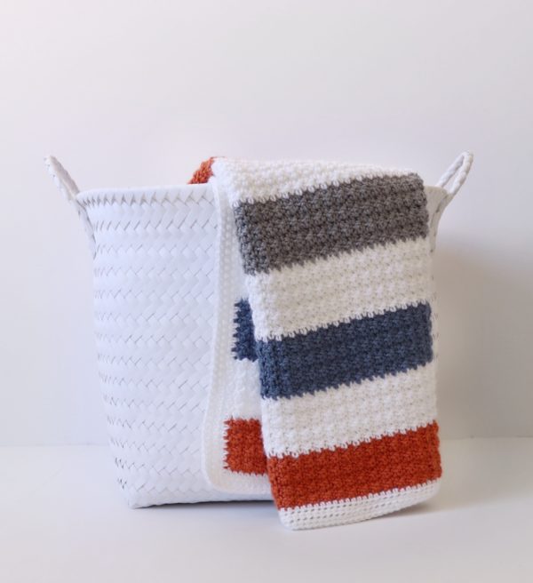 Crochet Striped Crumpled Griddle Blanket