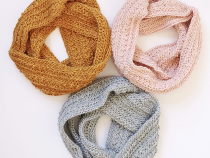 Crochet Cluster Stitch Infinity Scarf