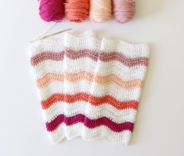 Crochet Jewel Tones Ripple Blanket in progress