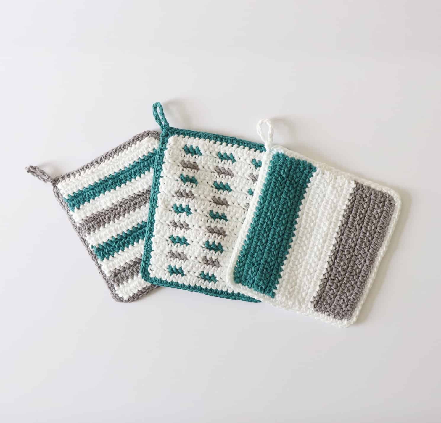 Crochet Herringbone Hot Pads - Daisy Farm Crafts