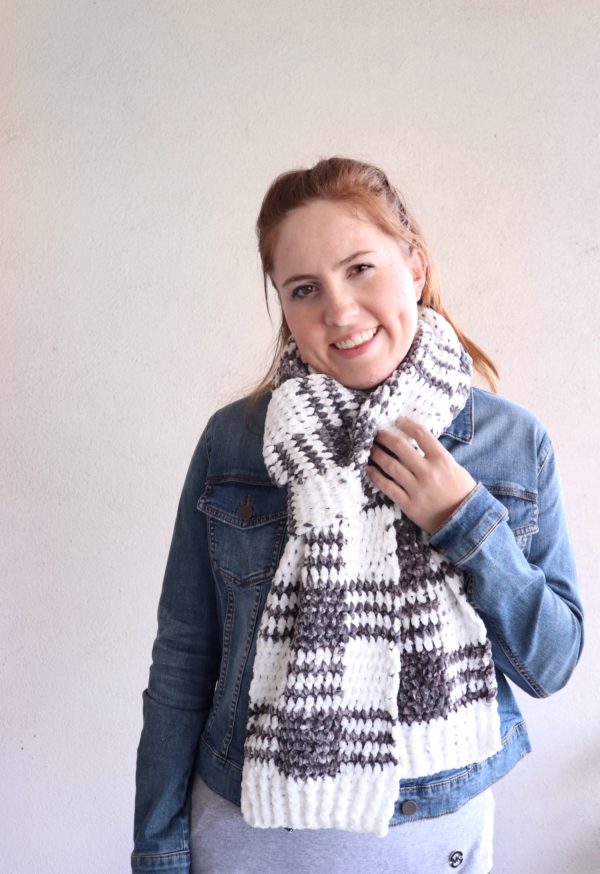 Crochet Velvet Plaid Scarf