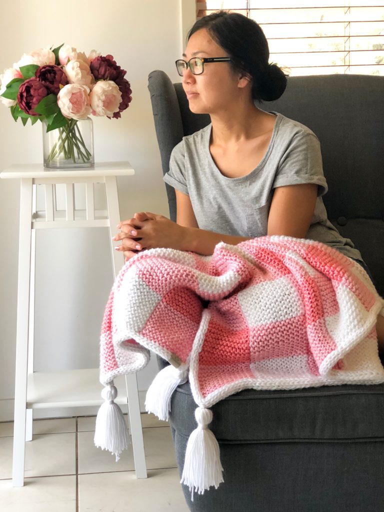 Knit Gingham Blanket by Elizabeth Park Collections Daisy Farm Crafts