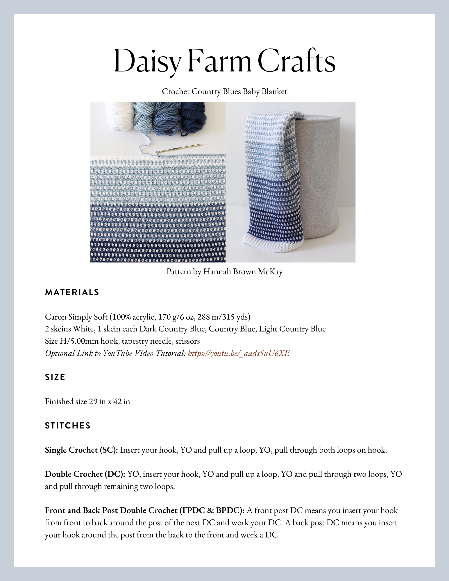 Crochet Country Blues Baby Blanket Daisy Farm Crafts