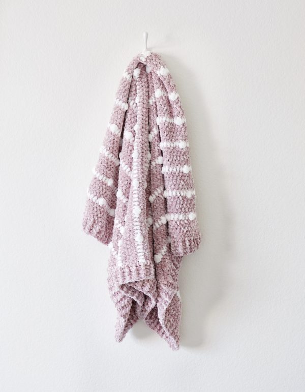 Crochet Velvet Dotted Lines Blanket on hook