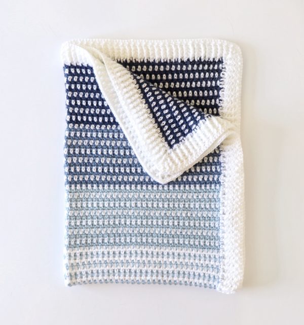 Crochet Country Blues Baby Blanket folded