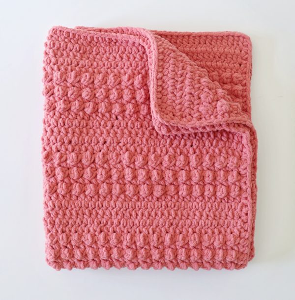 Crochet Raised Berries Baby Blanket folded