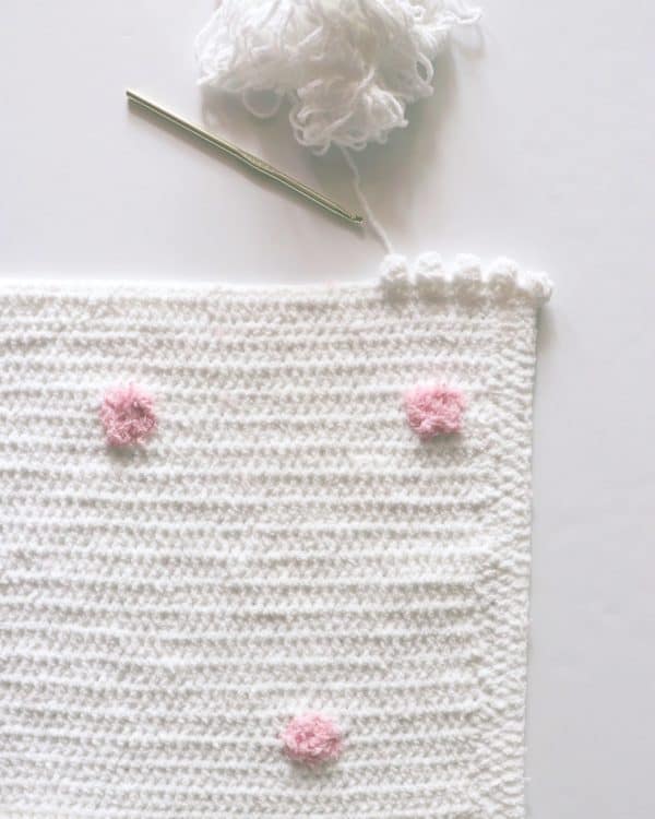 Crochet Pink Dots Baby Blanket in progress