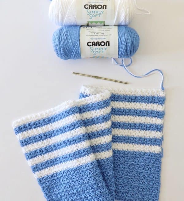 Crochet Blue Stripes Baby Blanket in progress