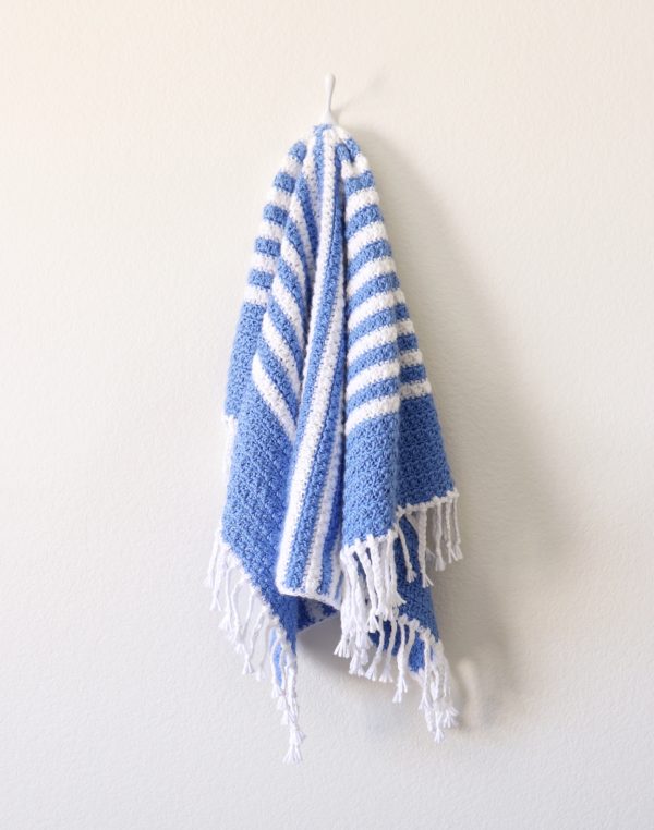 Crochet Blue Stripes Baby Blanket