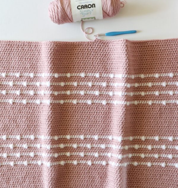 Crochet Polka Dot Lines Baby Blanket in progress