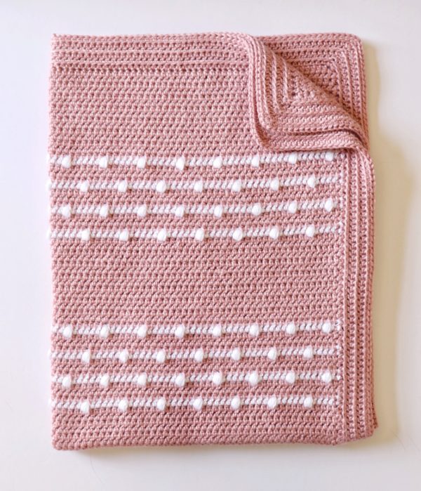 Crochet Polka Dot Lines Baby Blanket folded
