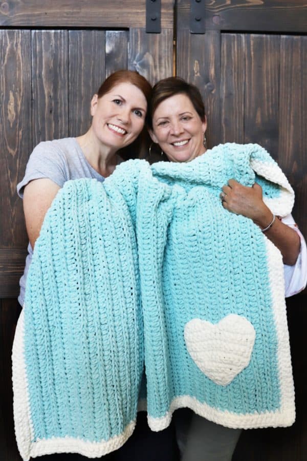 tiffany and mandy with heart blanket