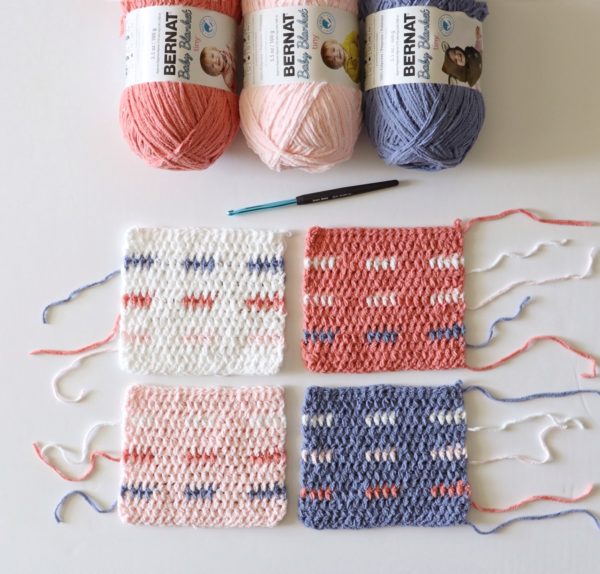 Crochet Modern Dash Baby Blanket swatches