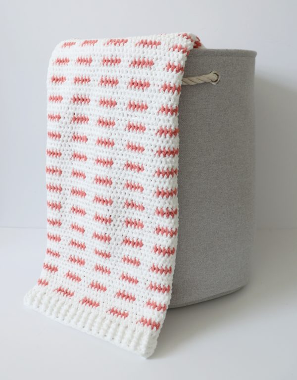 Crochet Modern Dash Baby Blanket in basket