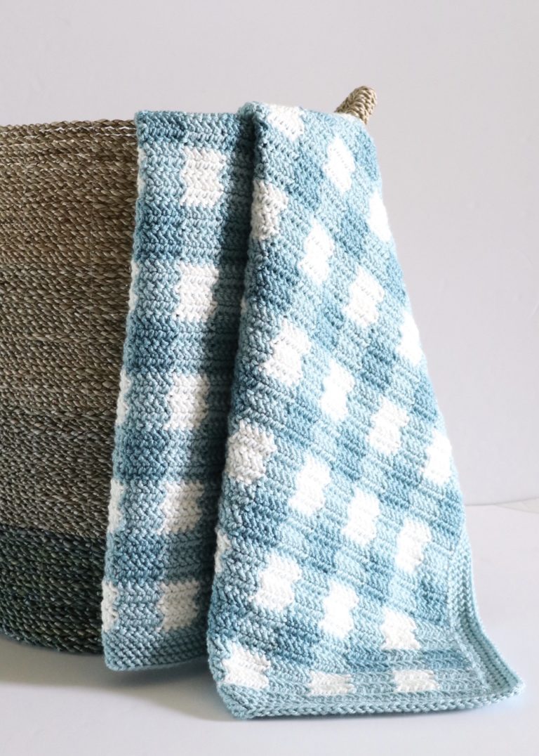 Herringbone DC Gingham Baby Blanket - Daisy Farm Crafts